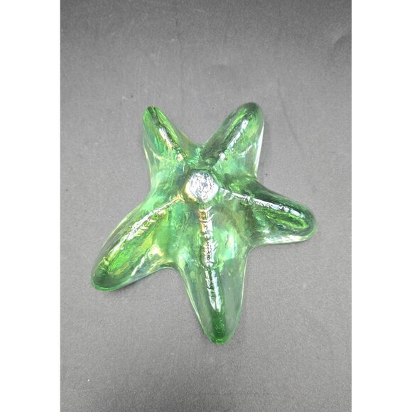 Iridescent Green Glass Starfish Paperweight - Picture 6 of 7